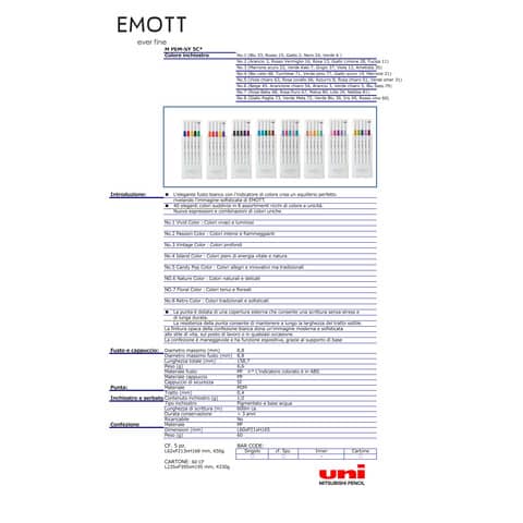 Fineliner Uni Emott  - 0,4 mm - vivid color - conf. 5 pezzi - M PEM-SY 5C 1